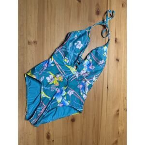Mod Cloth Tropical Floral One Piece Swim Suit Women Small Resort Beach Trip Fun